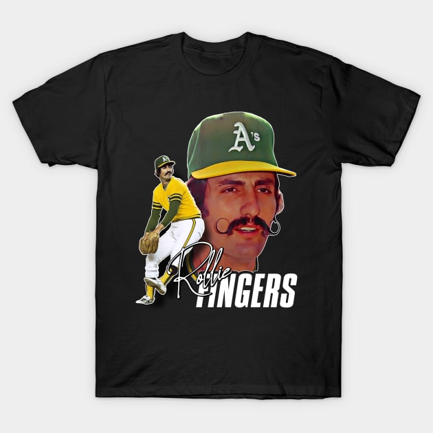 Retro Rollie Fingers Handlebar Tribute T-Shirt by darklordpug